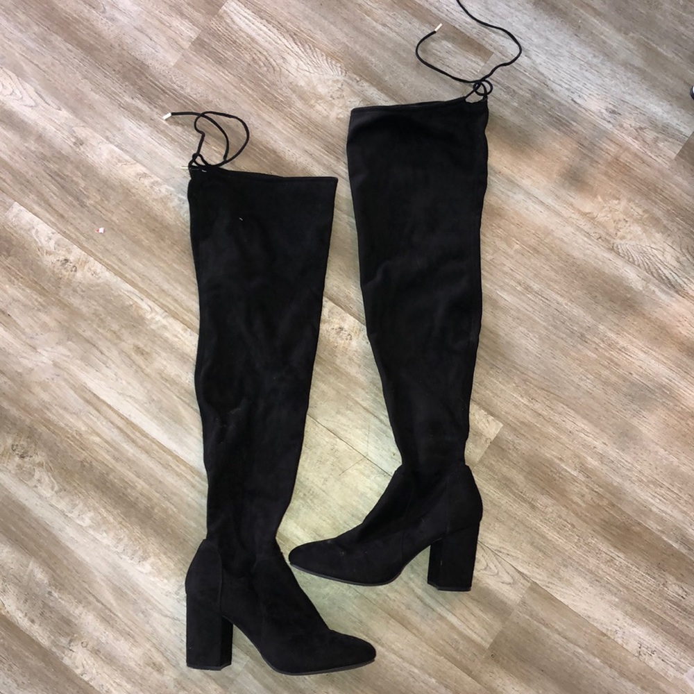 Francesca’s Black Thigh High Booties